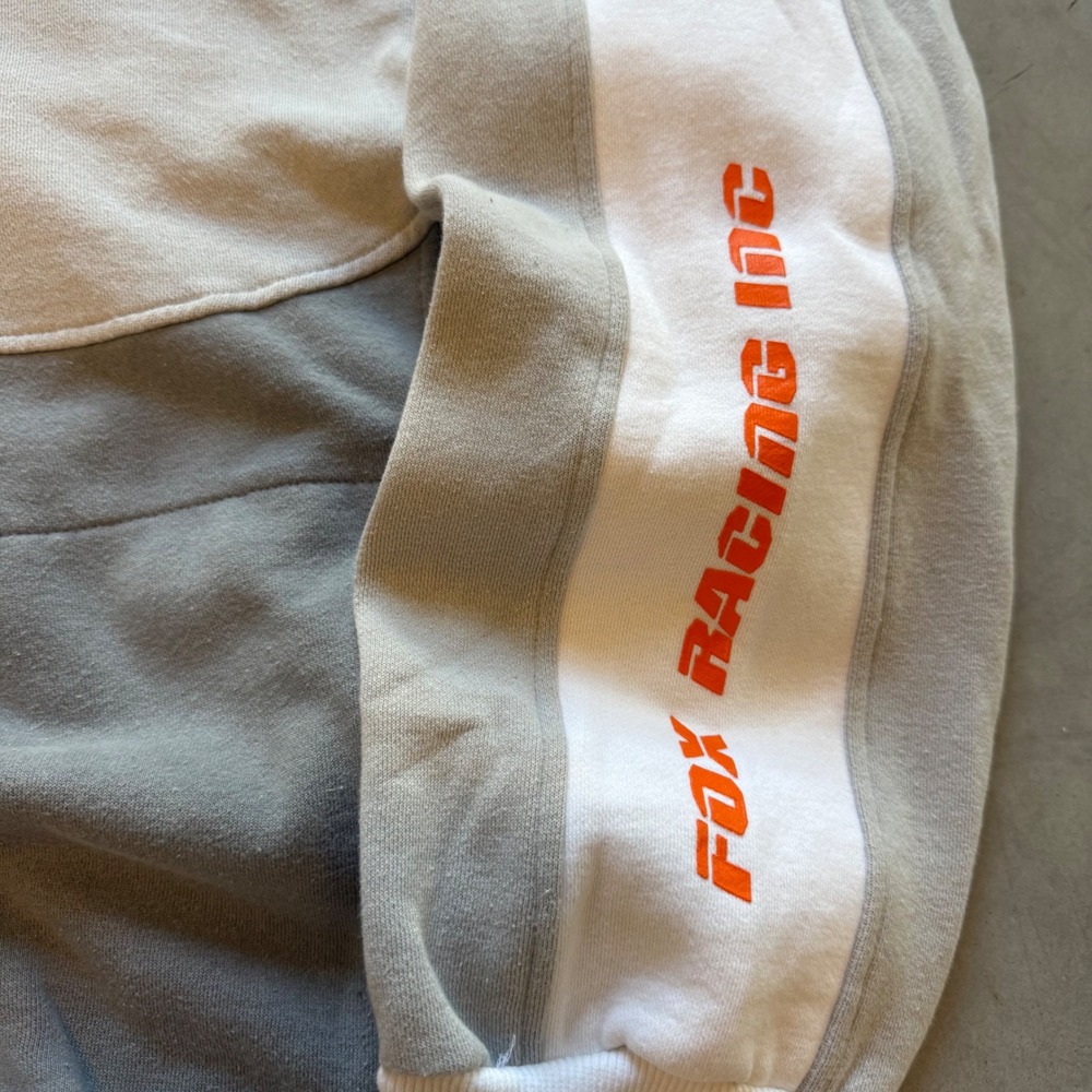Fox Racing Inc Hoodie Mens XL Grey White Colorblock Embroidered Logo Pullover - Picture 3 of 6
